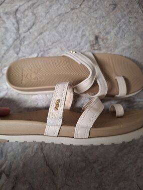 Women’s Kuailu Beige Strappy Slide Sandals - Lightweight Everyday Comfort